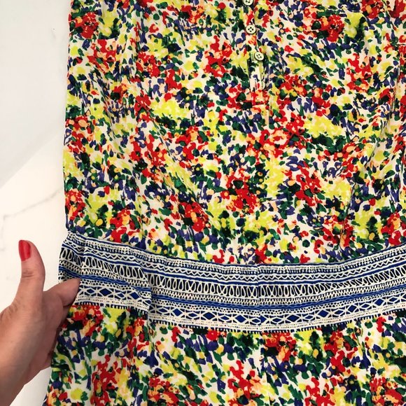 Cabi fiesta floral Cruise yacht romper size S Pockets colorful vacation casual - Picture 8 of 11
